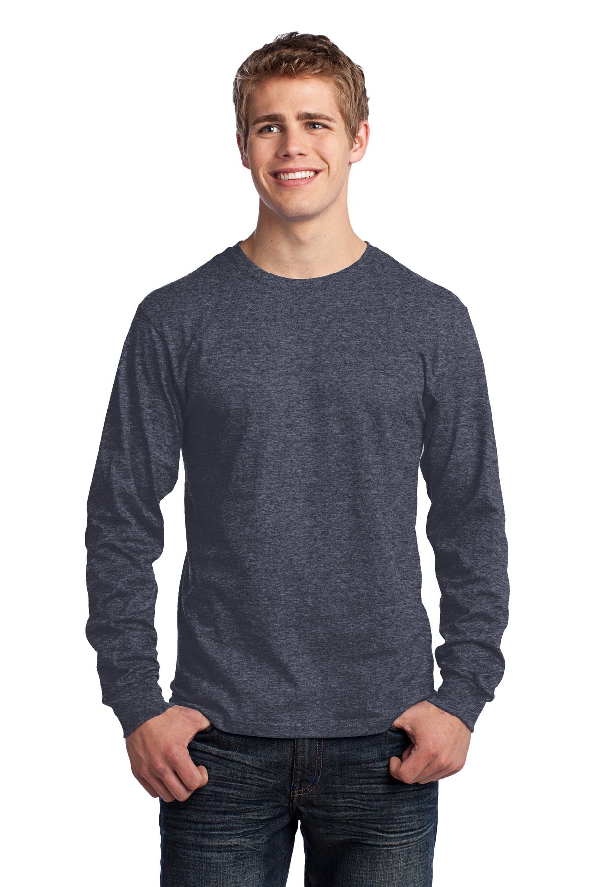 Custom Embroidered - Port & Company® - Long Sleeve Core Cotton Tee. PC54LS