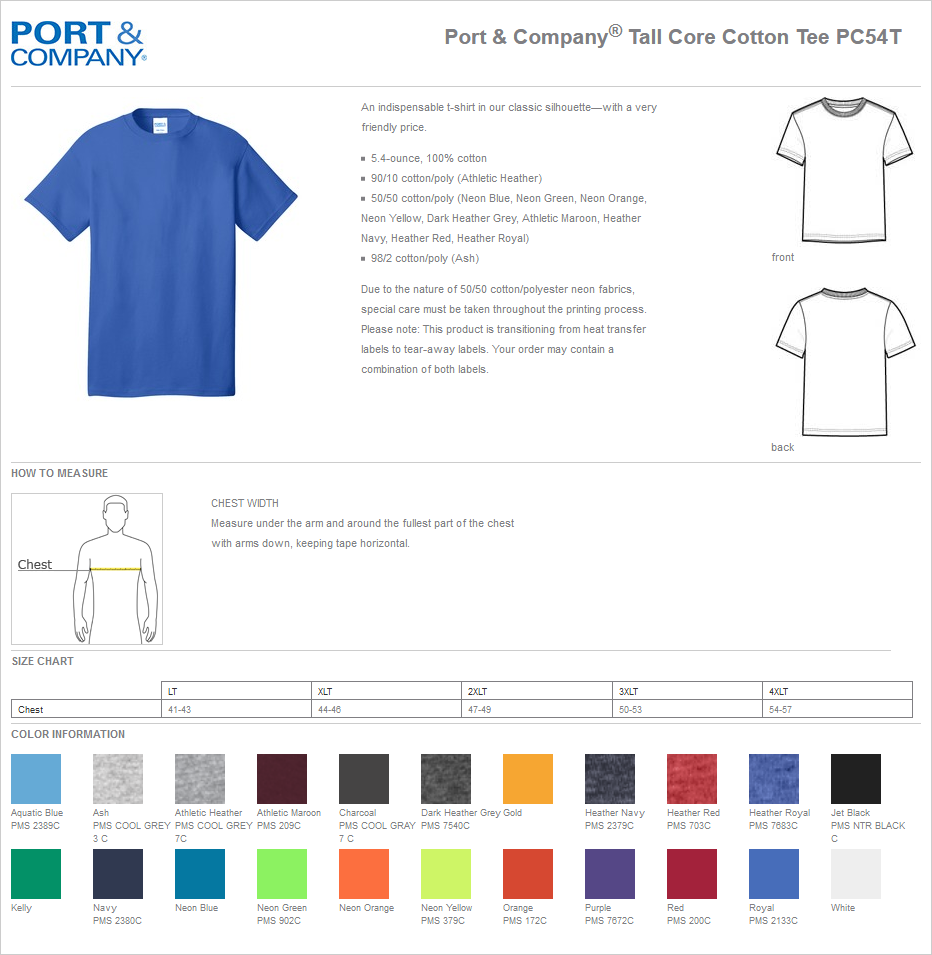 Custom Embroidered Cotton Tee T-shirt - Tall Sizes