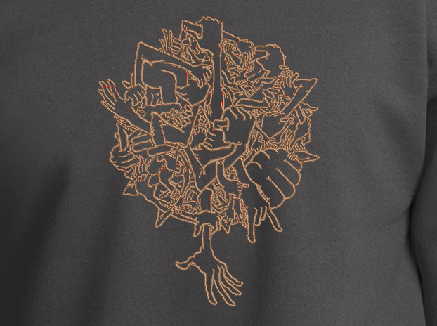 Reach by Larry Lurch Fagan - Custom Embroidery on Crewneck Sweater