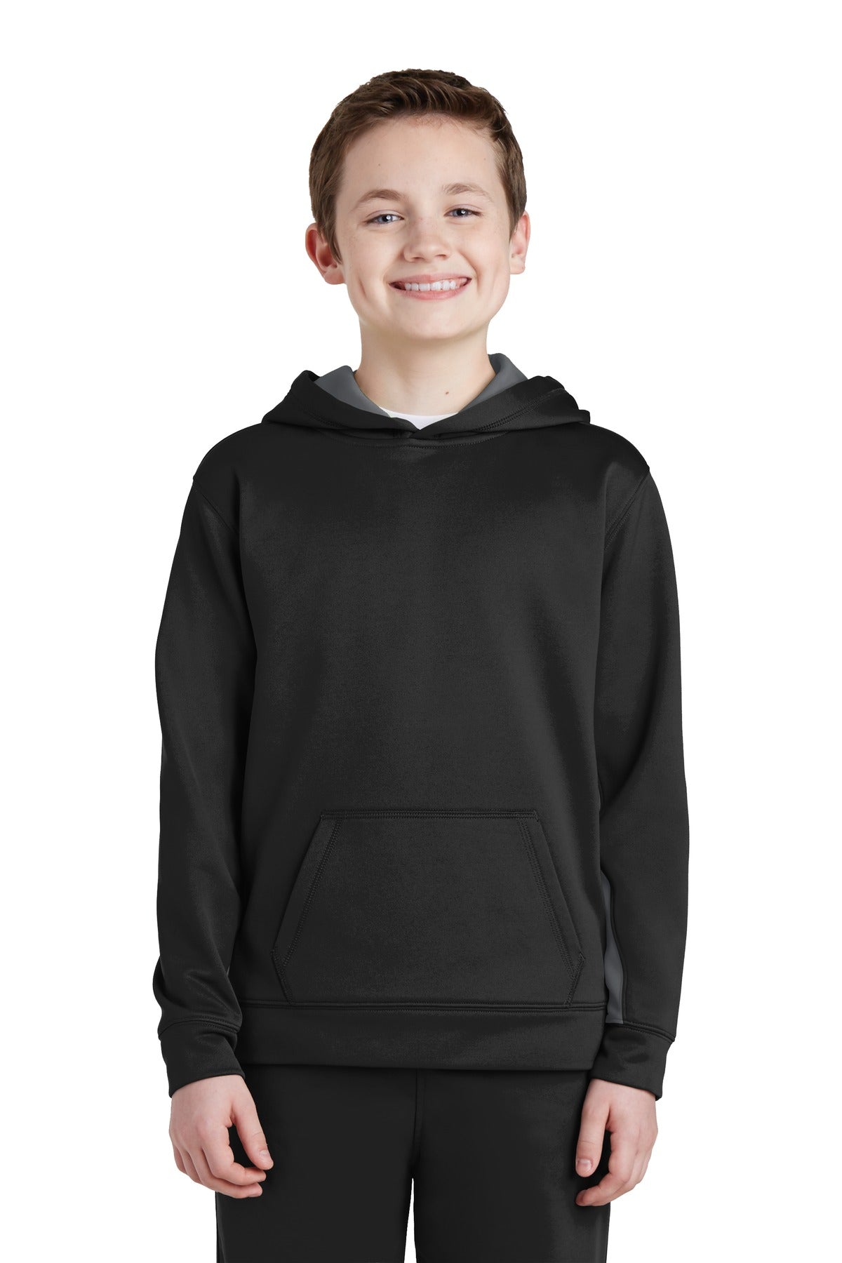 Sport-Tek® Youth Sport-Wick® Fleece Colorblock Hooded Pullover. YST235