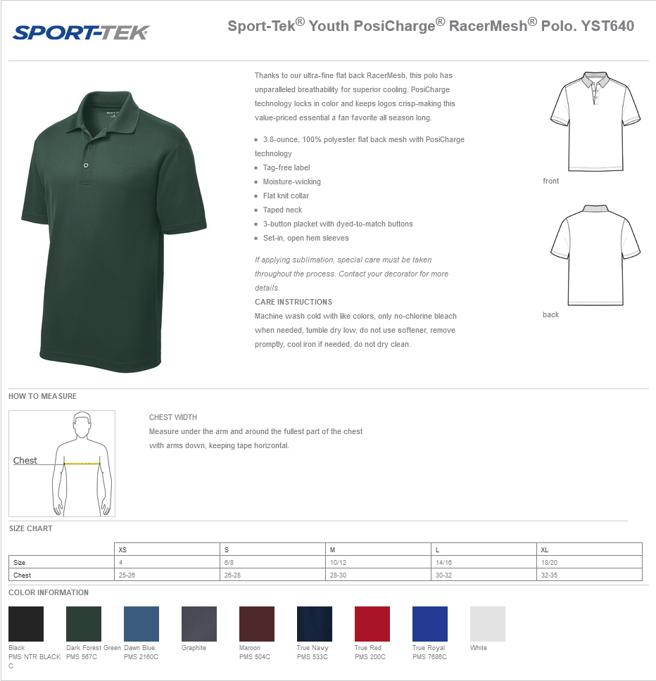 Custom Embroidered Leaman Elementary - Sport-Tek Youth PosiCharge RacerMesh Polo