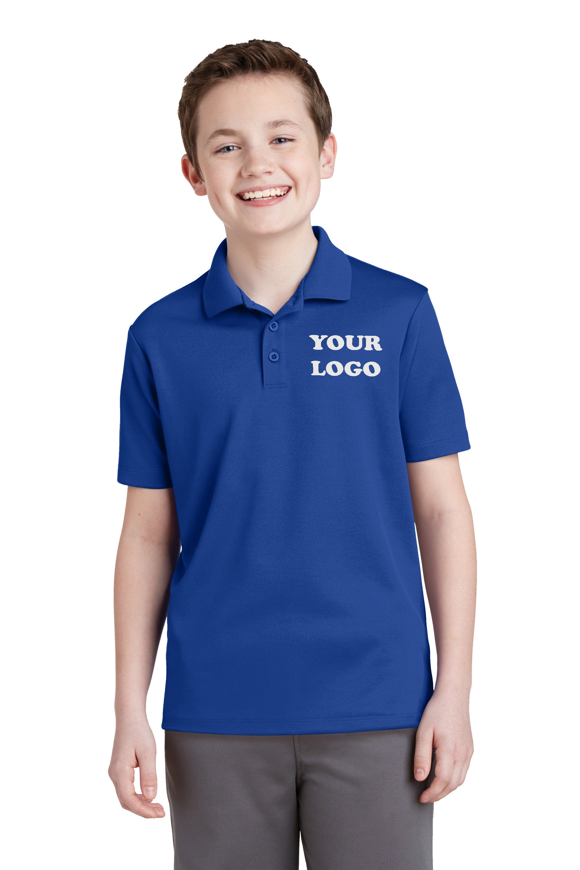 Custom Embroidered Youth Performance Polo Shirt - Includes 4in x 4in Embroidery - No Setup