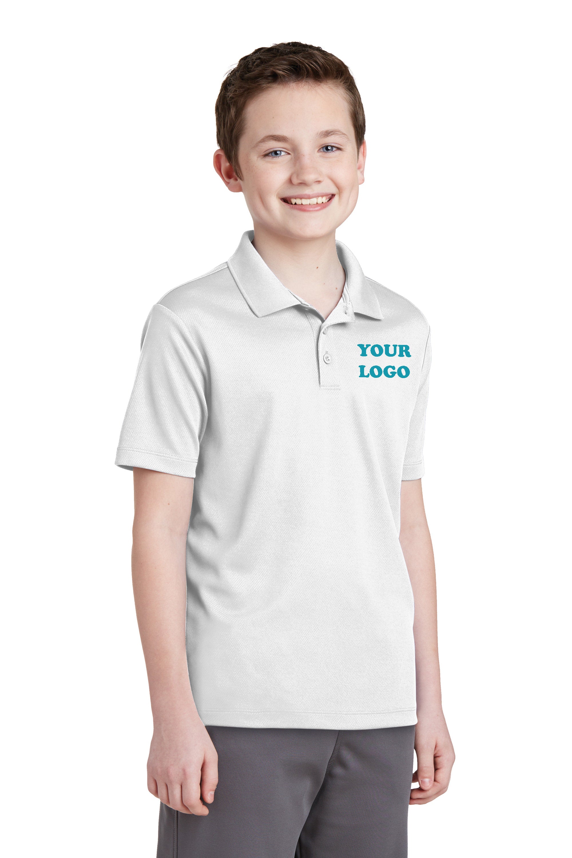 Custom Embroidered Youth Performance Polo Shirt - Includes 4in x 4in Embroidery - No Setup