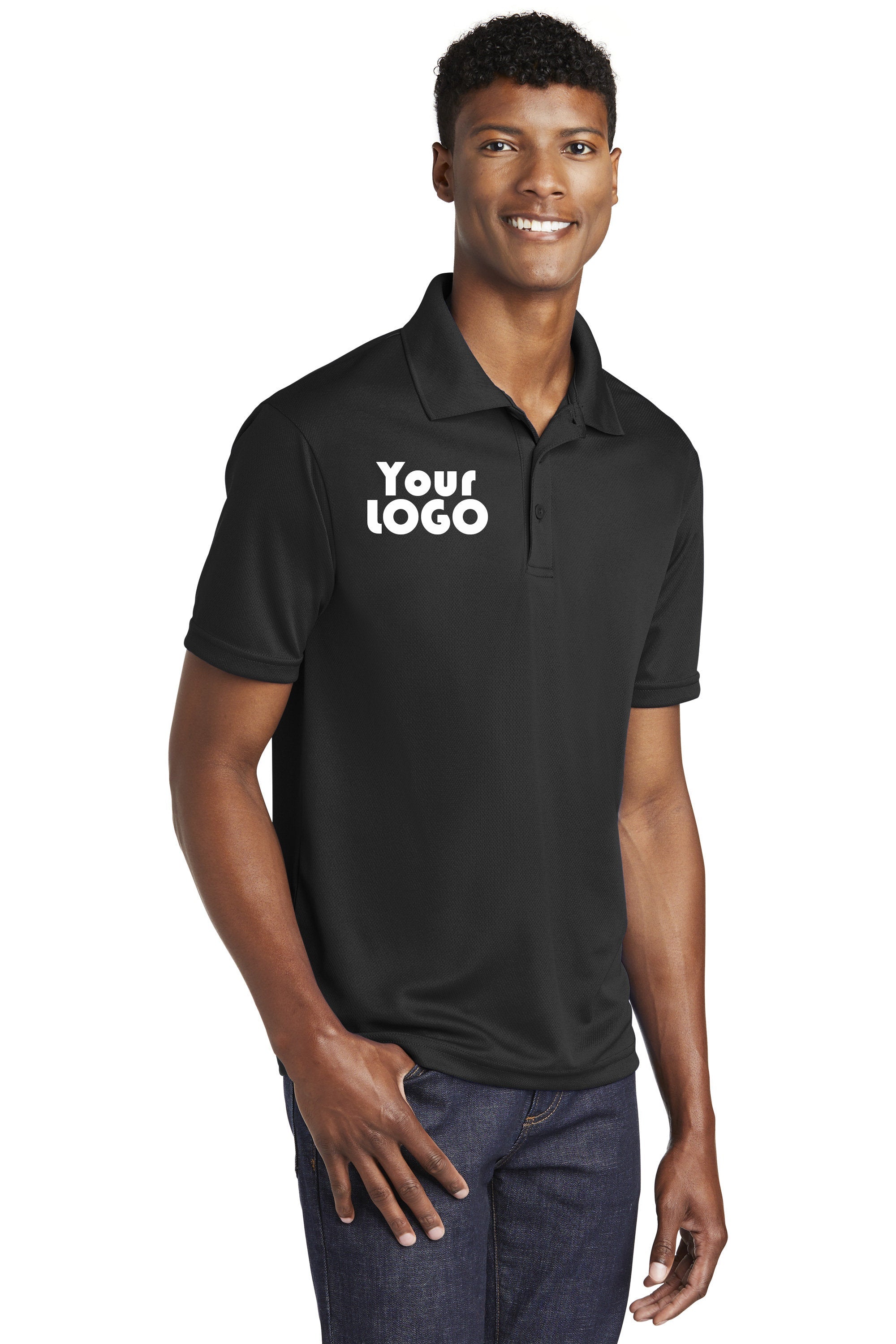Custom Embroidery on Performance Polo Shirt - Sport-Tek PosiCharge RacerMesh Polo ST640 Monogram Polo