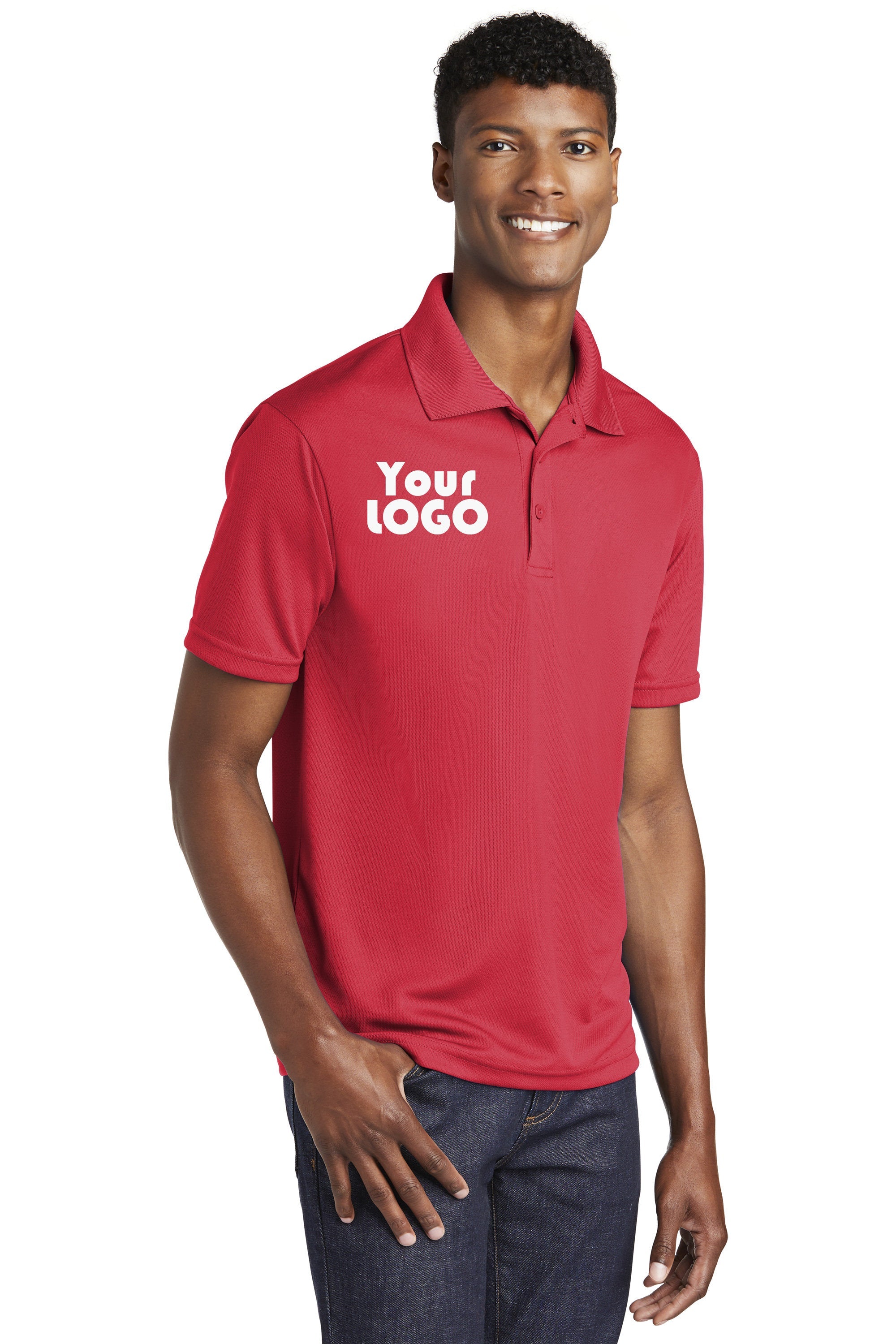 Custom Embroidery on Performance Polo Shirt - Sport-Tek PosiCharge RacerMesh Polo ST640 Monogram Polo