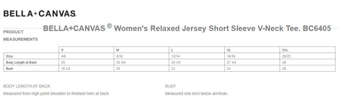Custom Embroidery on Bella + Canvas Ladies Relaxed Jersey Short Sleeve V-Neck Tee - TShirt - Personalized Shirt