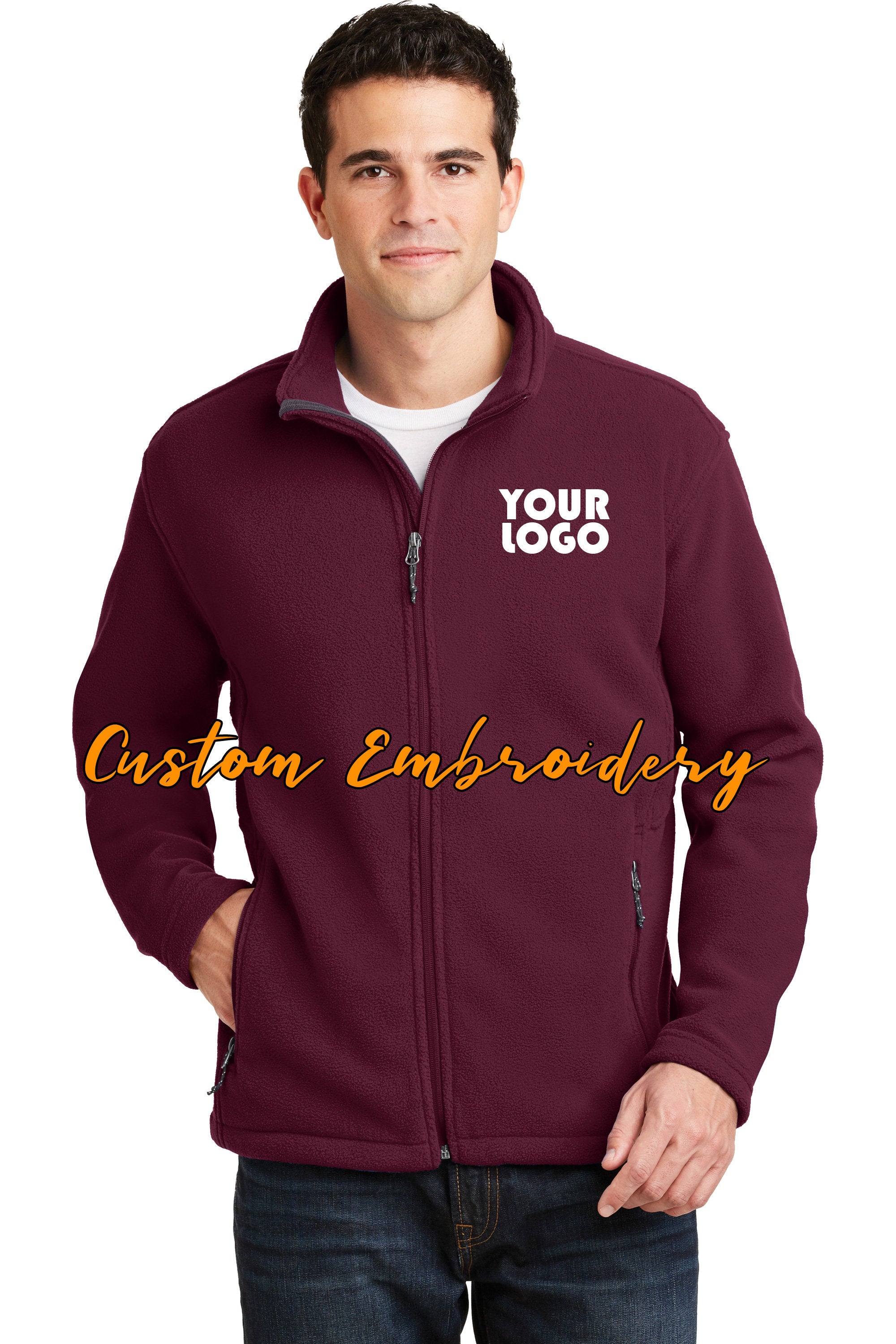 Custom Embroidered Men's Fleece Jacket - Midweight Fleece for everyday wear - Personalized Jacket - 4in by 4in Embroidery Included