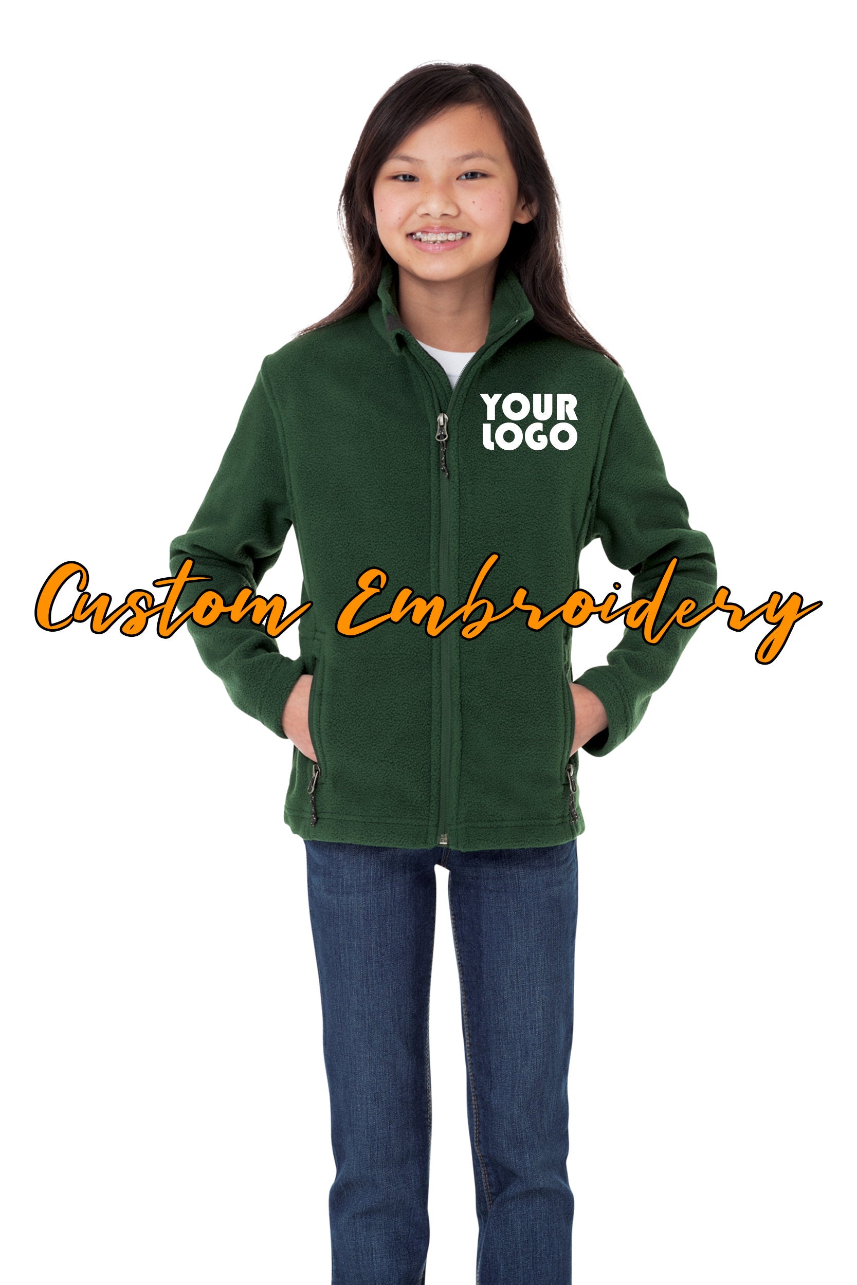 Custom Embroidered Youth Fleece Jacket - Midweight Fleece for everyday wear - Personalized Jacket - 4in by 4in Embroidery Included