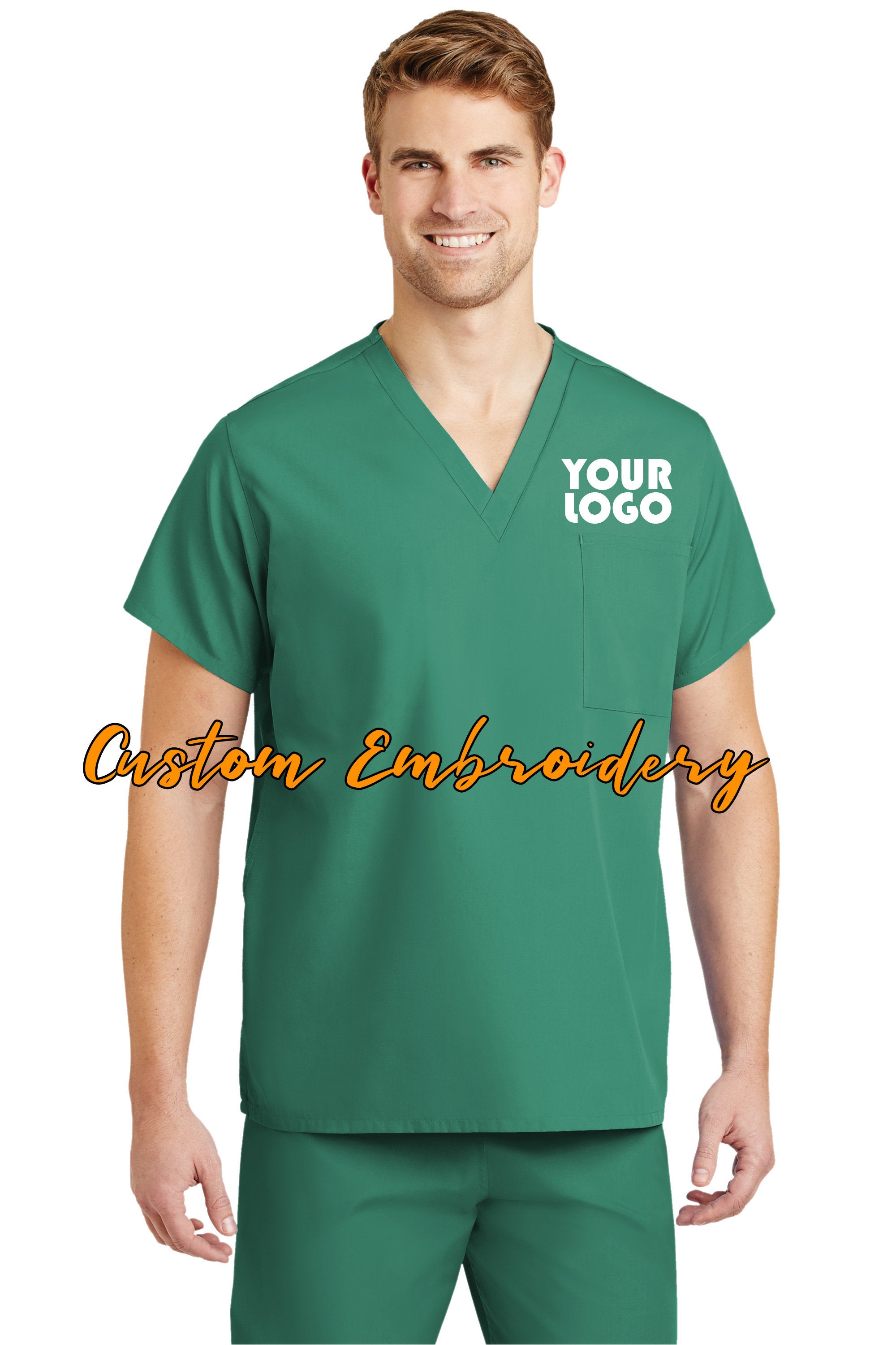 Custom Embroidery Scrub Top - V Neck - Includes 4in x 4in Embroidery - Personalized Scrub - Medical Uniform