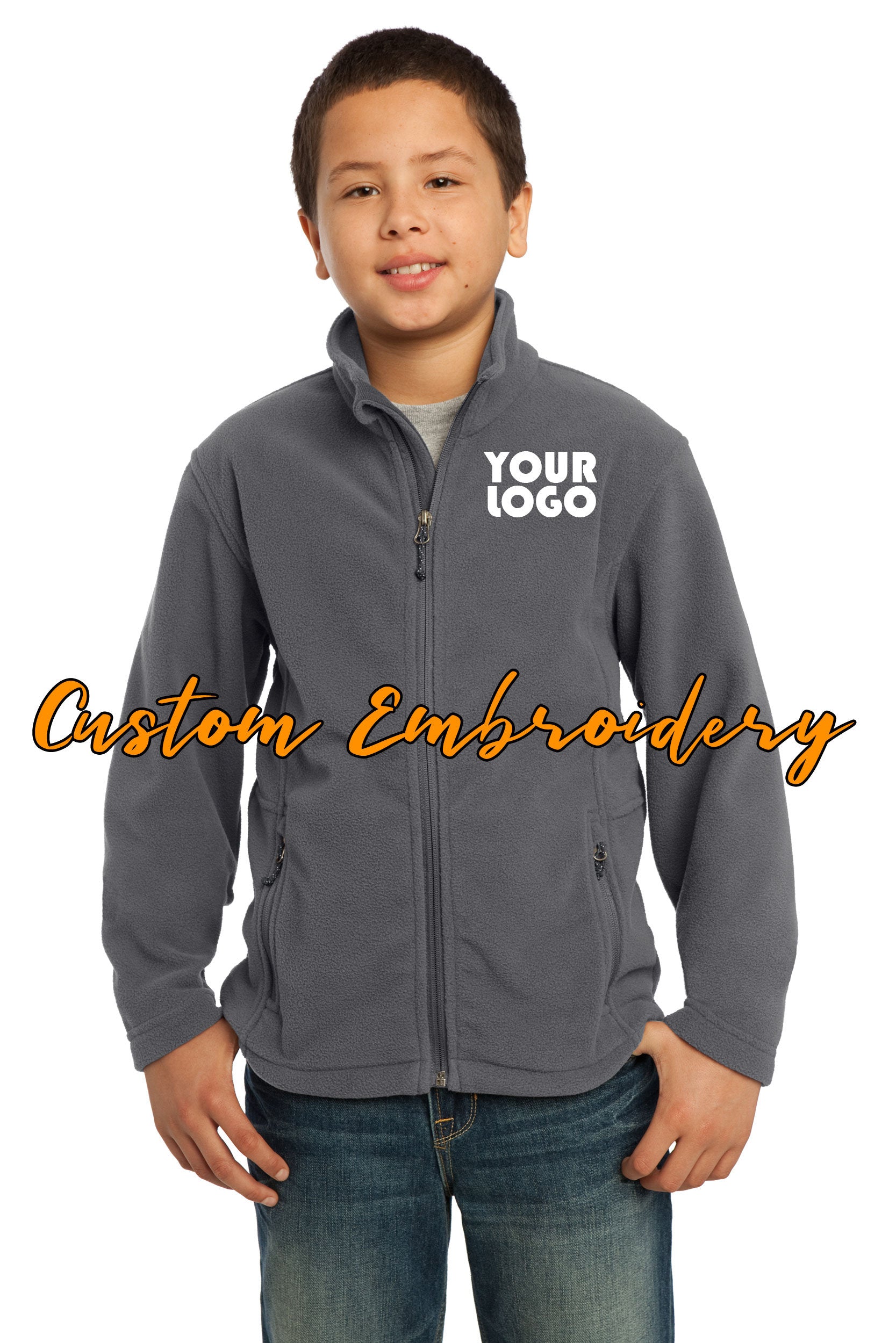 Custom Embroidered Youth Fleece Jacket - Midweight Fleece for everyday wear - Personalized Jacket - 4in by 4in Embroidery Included
