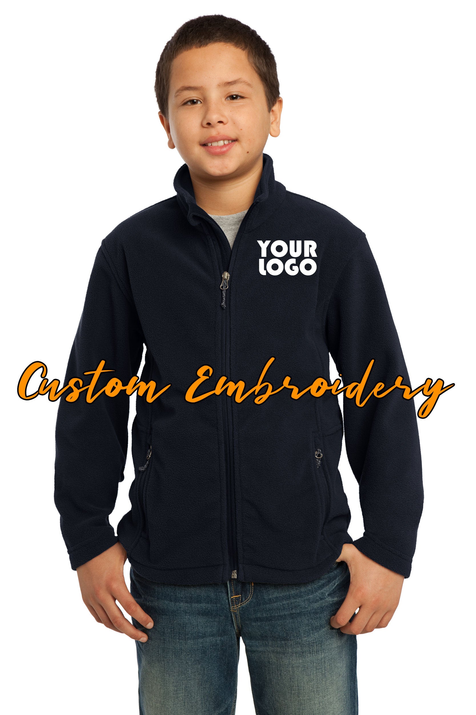 Custom Embroidered Youth Fleece Jacket - Midweight Fleece for everyday wear - Personalized Jacket - 4in by 4in Embroidery Included