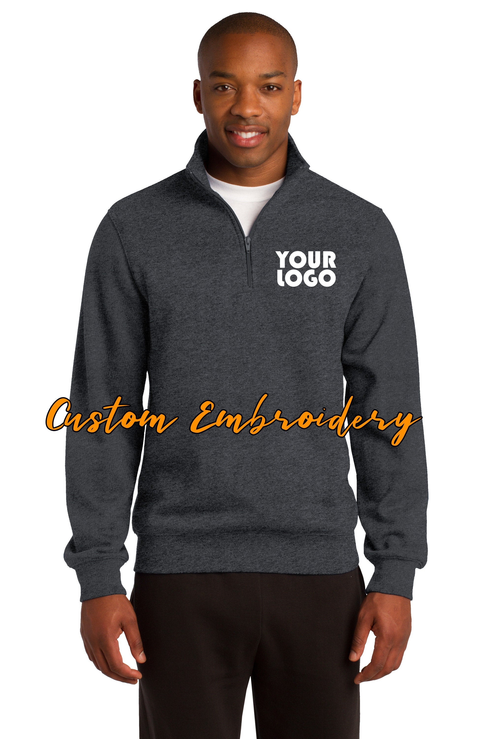 Custom Embroidered Men's Quarter 1/4 Zip Sweatshirt Includes 4in x