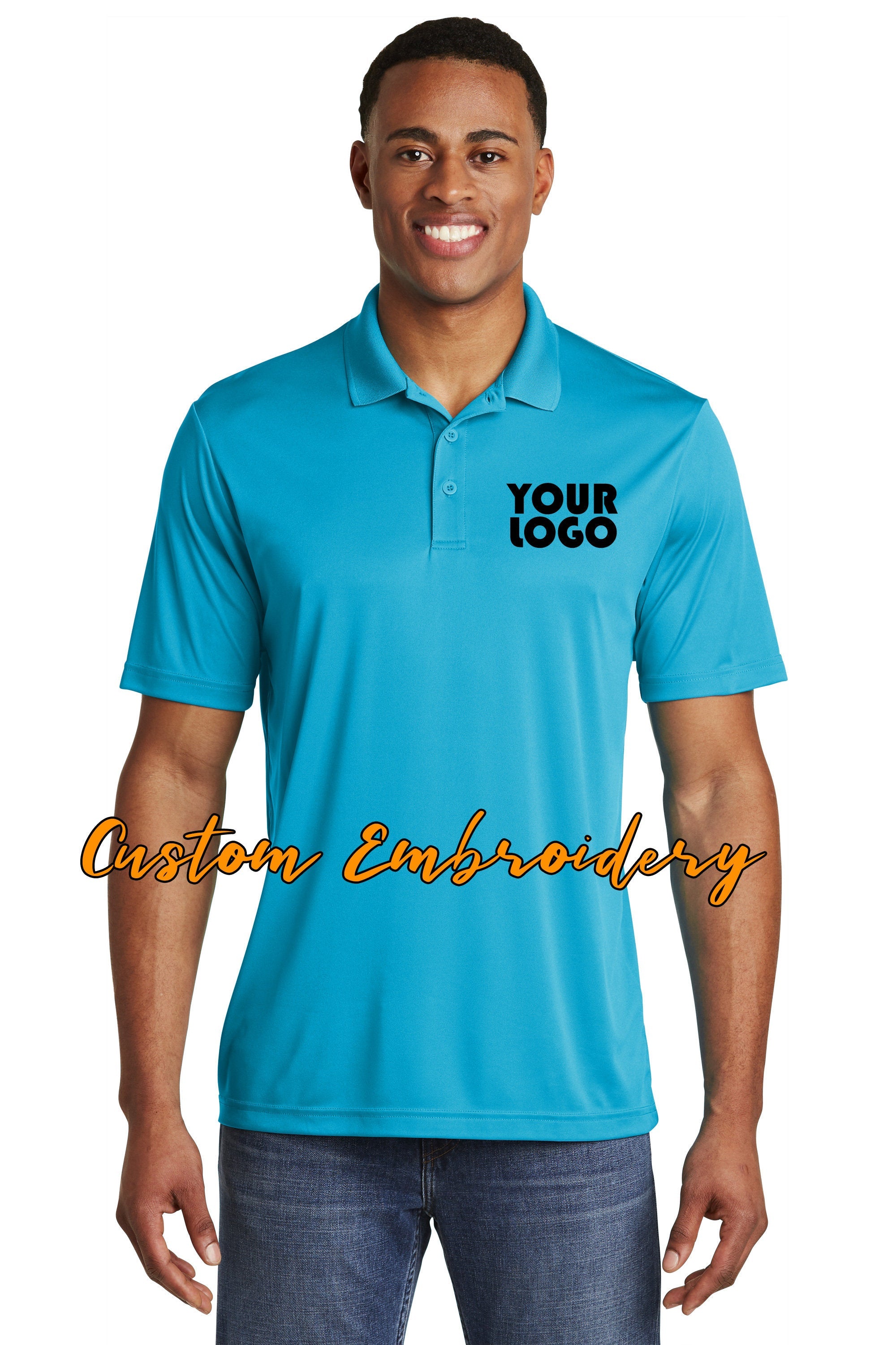 Custom Embroidered Men's Performance Polo Shirt - Sport-Tek PosiCharge Competitor Polo - Includes 4in x 4in Embroidery - Moisture Wicking