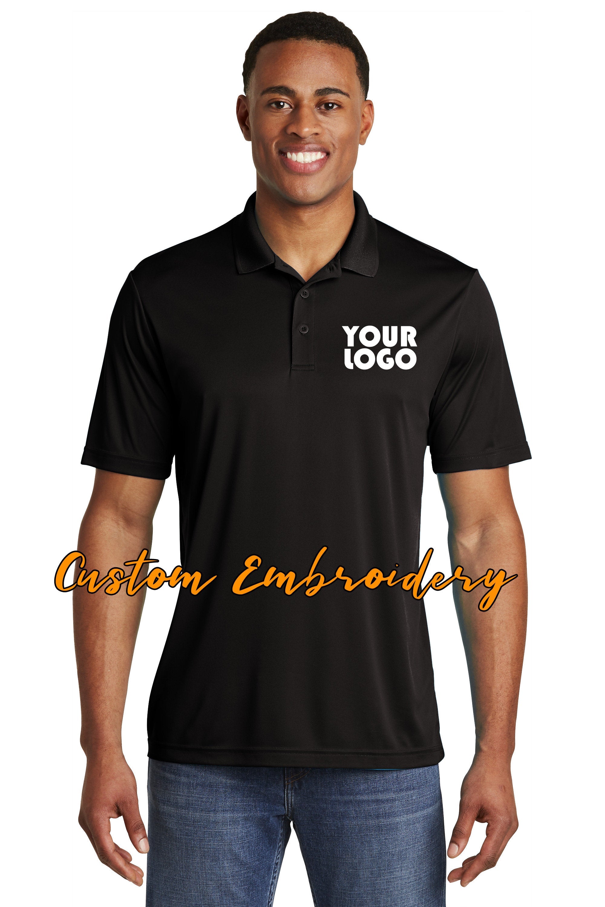 Custom Embroidered Men's Performance Polo Shirt - Sport-Tek PosiCharge Competitor Polo - Includes 4in x 4in Embroidery - Moisture Wicking