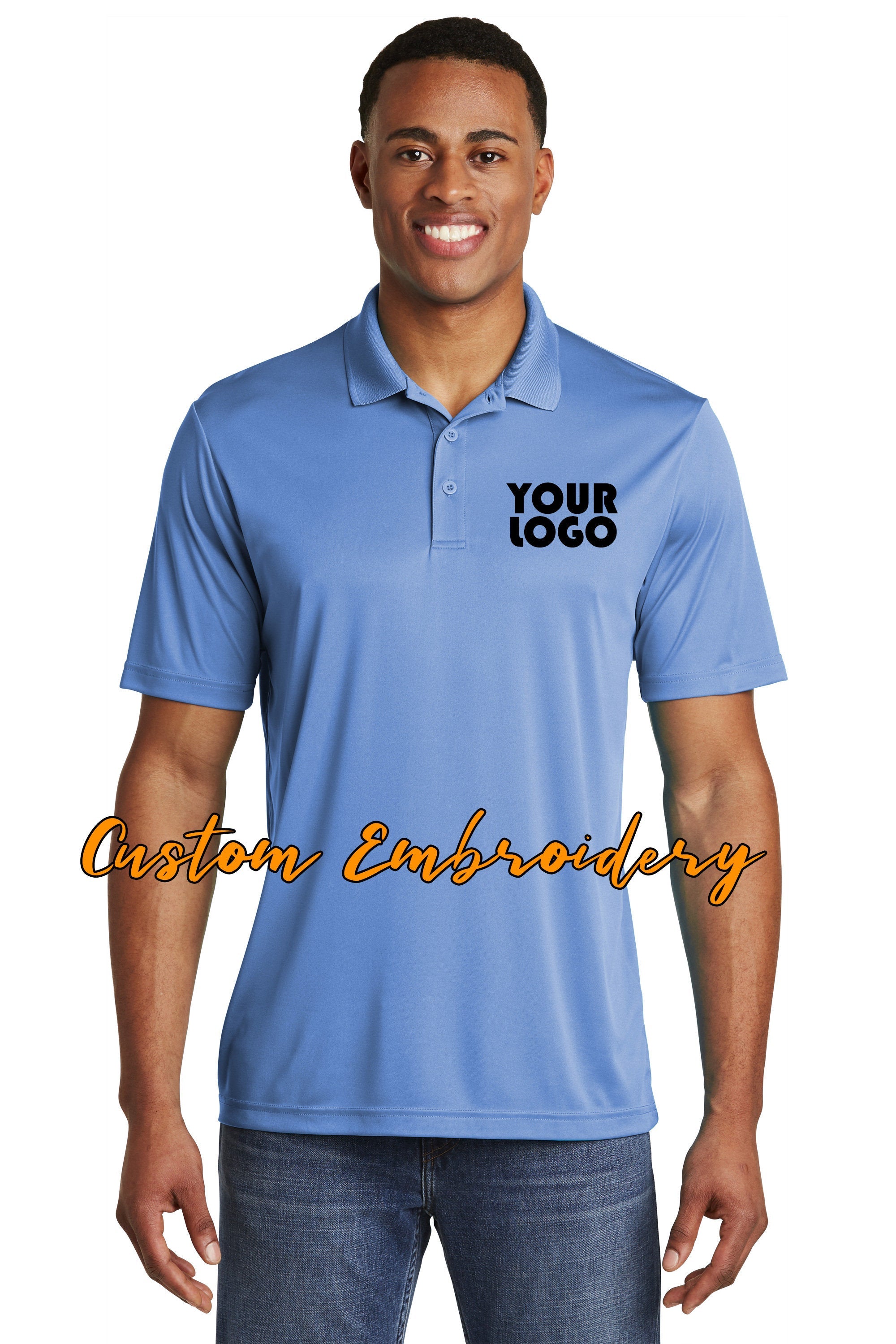 Custom Embroidered Men's Performance Polo Shirt - Sport-Tek PosiCharge Competitor Polo - Includes 4in x 4in Embroidery - Moisture Wicking