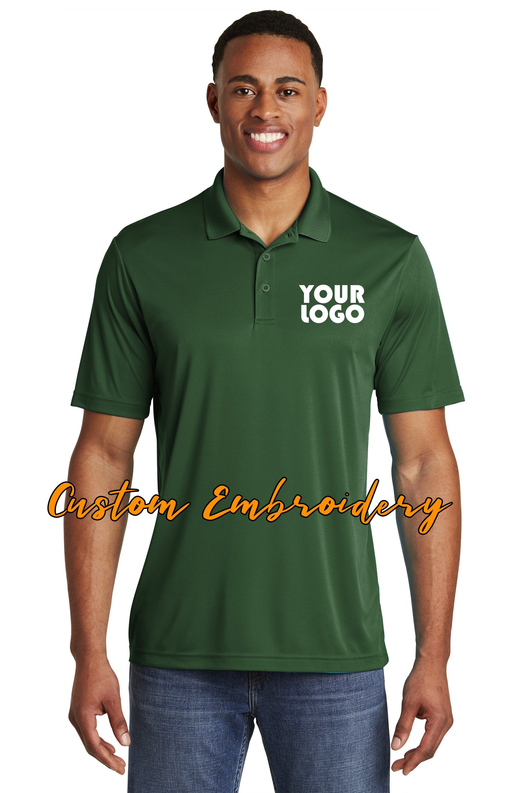 Custom Embroidered Men's Performance Polo Shirt - Sport-Tek PosiCharge Competitor Polo - Includes 4in x 4in Embroidery - Moisture Wicking