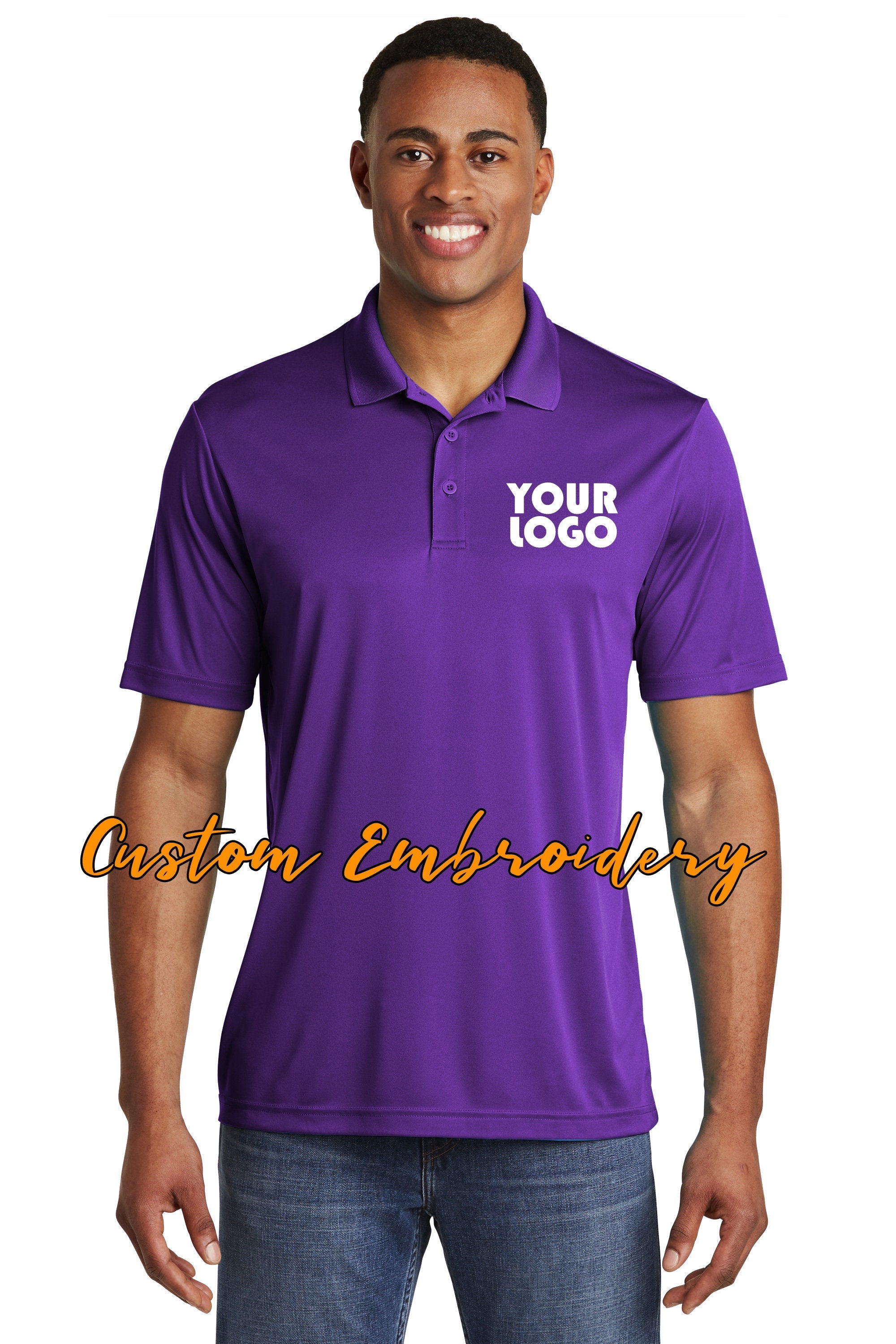Custom Embroidered Men's Performance Polo Shirt - Sport-Tek PosiCharge Competitor Polo - Includes 4in x 4in Embroidery - Moisture Wicking