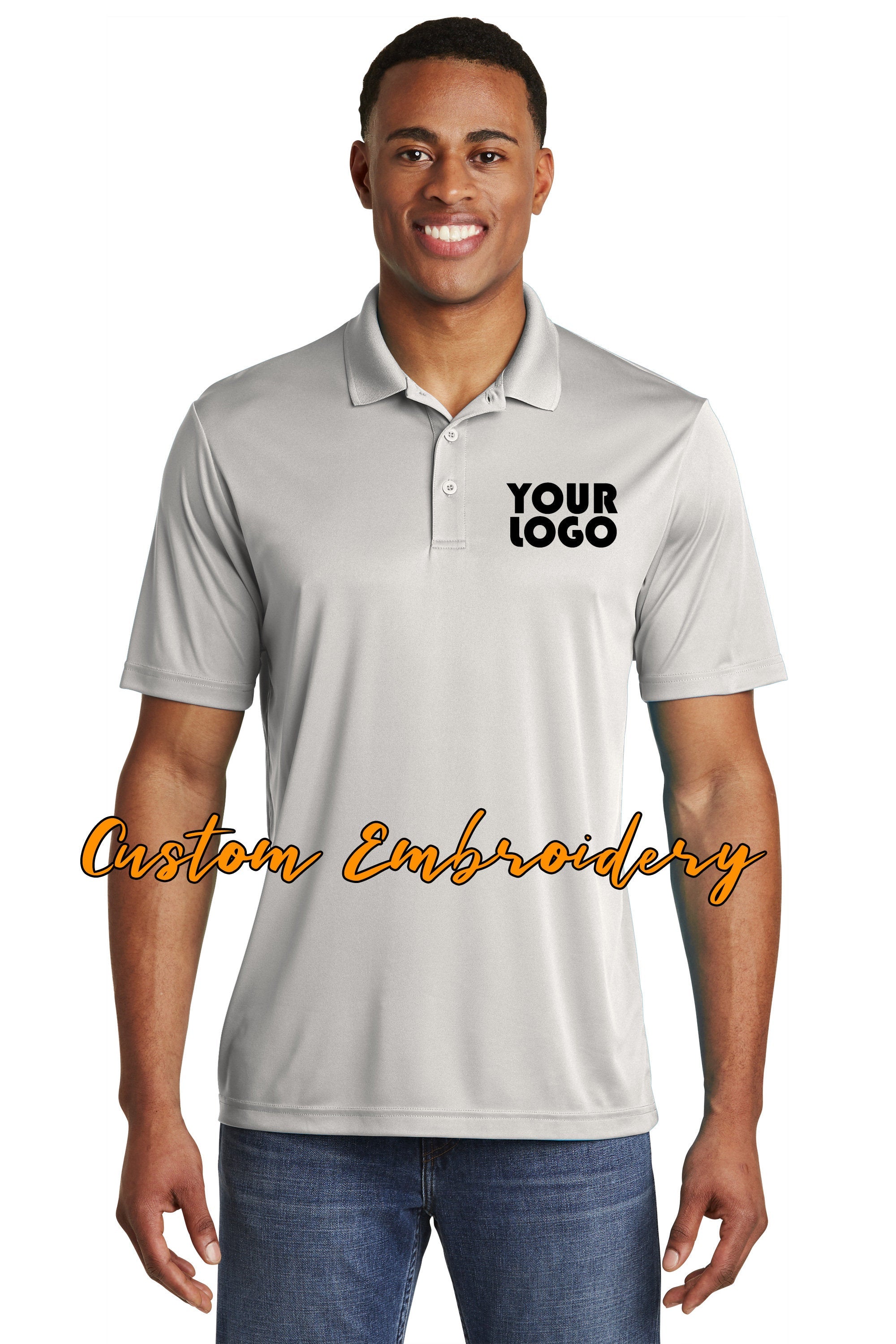 Custom Embroidered Men's Performance Polo Shirt - Sport-Tek PosiCharge Competitor Polo - Includes 4in x 4in Embroidery - Moisture Wicking