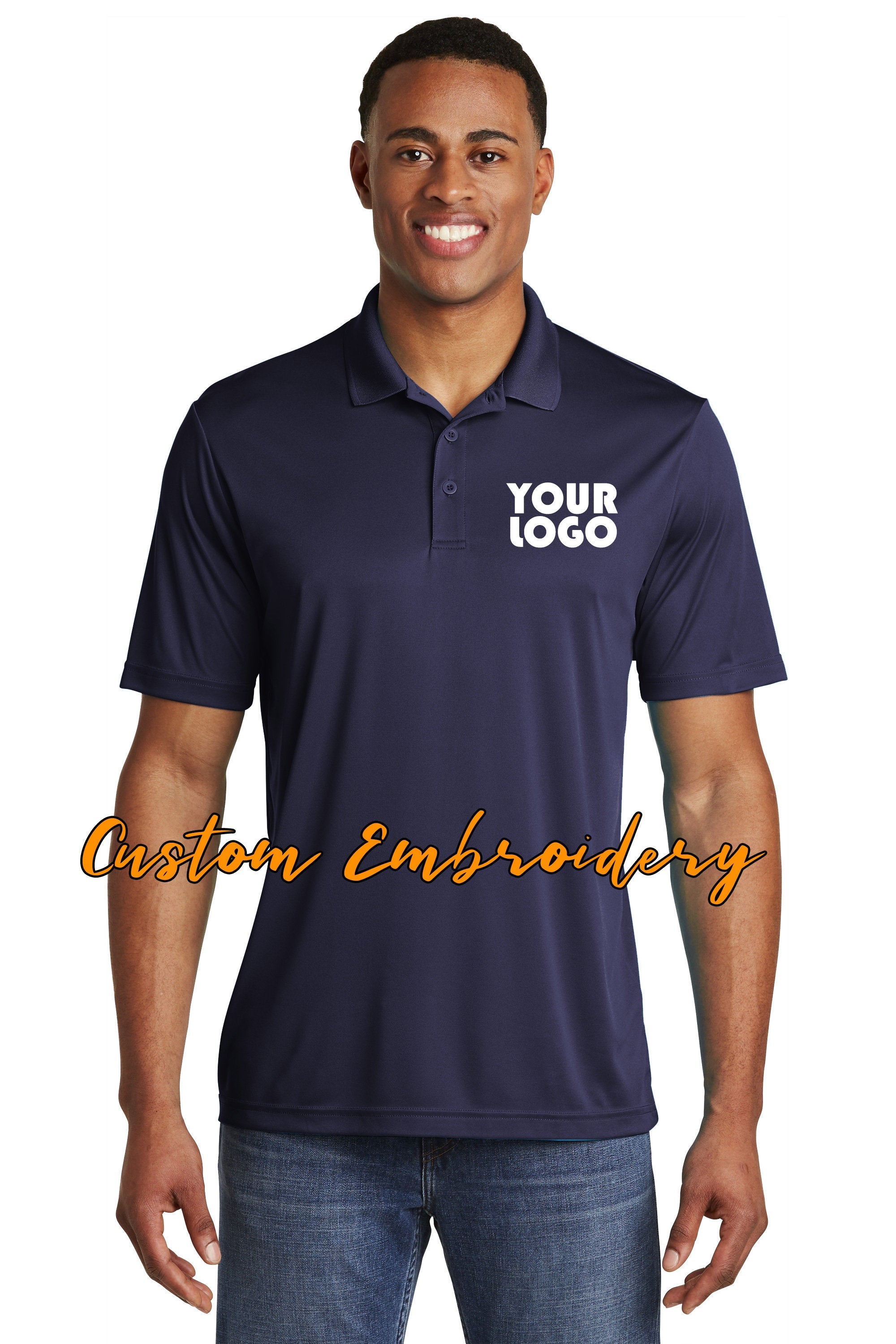 Custom Embroidered Men's Performance Polo Shirt - Sport-Tek PosiCharge Competitor Polo - Includes 4in x 4in Embroidery - Moisture Wicking