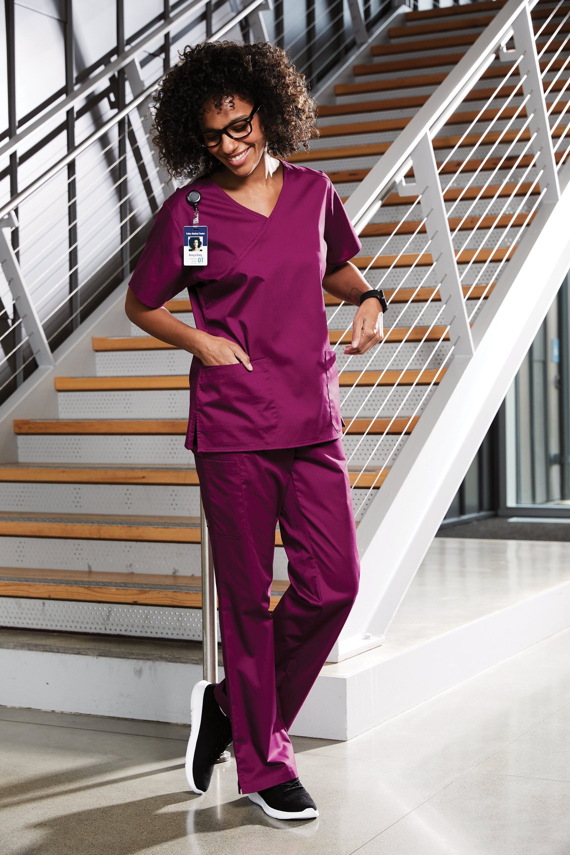 Custom Embroidered Women’s WorkFlex Mock Wrap Top Medical Uniform Scrub - Includes 4in x 4in Embroidery - Logo Scrubs - Logo Medical