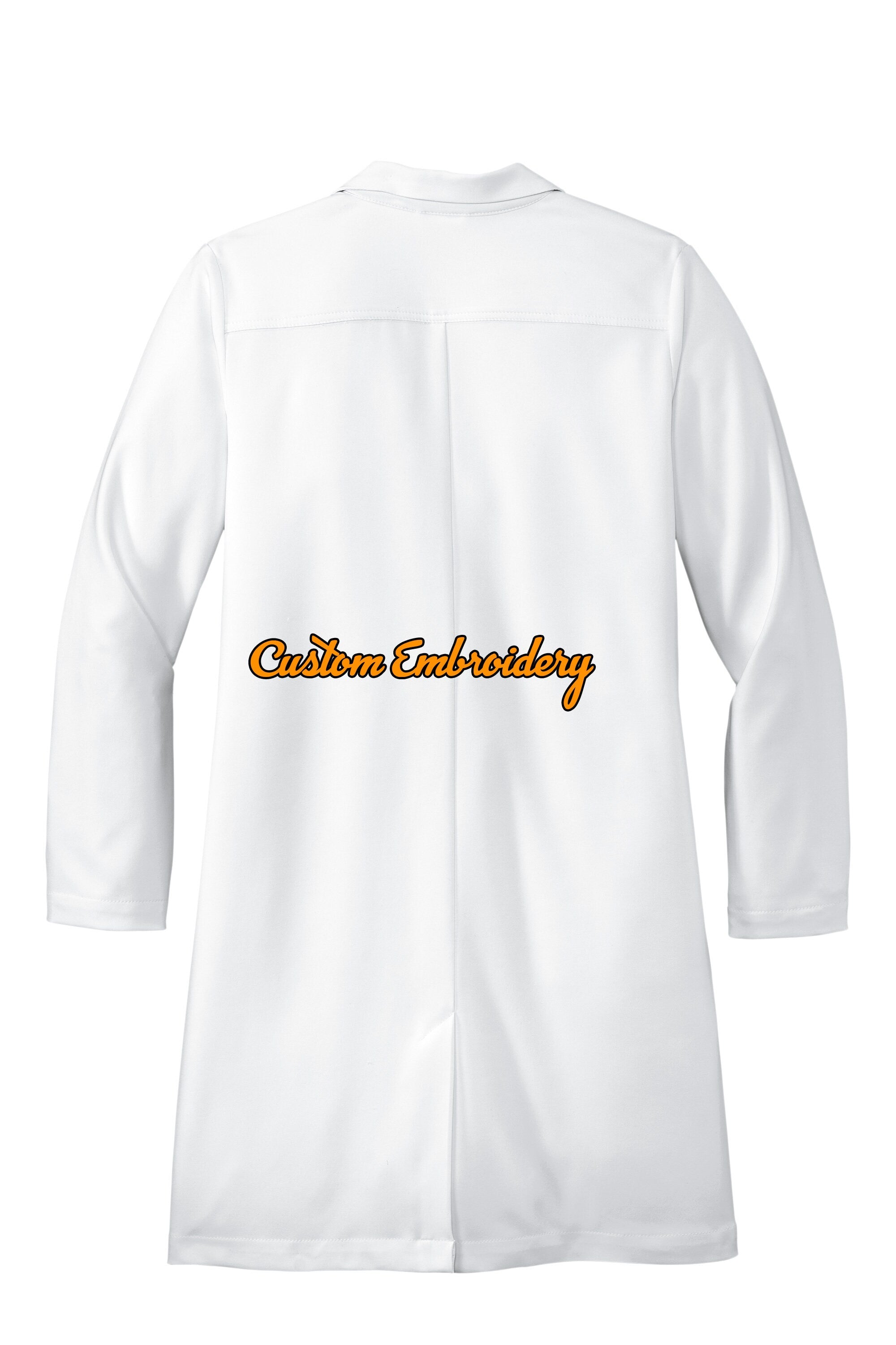 Custom Embroidered Women’s Long Lab Coat Medical Uniform - Includes one 4in x 4in Embroidery - Free Setup - Personalized Lab Coat