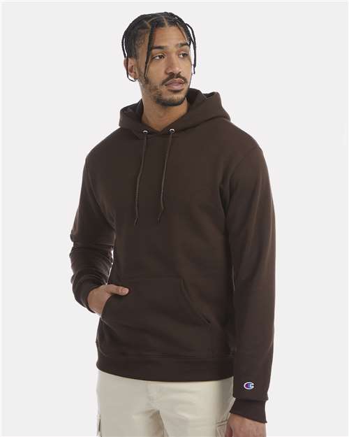 Custom Embroidered - Champion - Powerblend® Hooded Sweatshirt - Chocolate Brown - S700