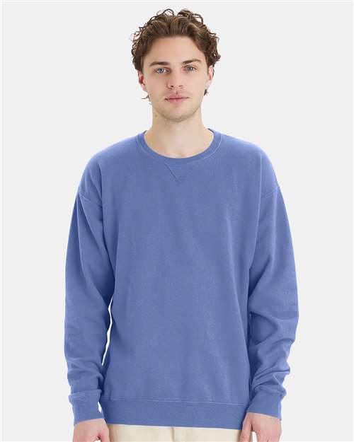 Custom Embroidered - ComfortWash by Hanes - Garment-Dyed Crewneck Sweatshirt - Frontier Blue - GDH400