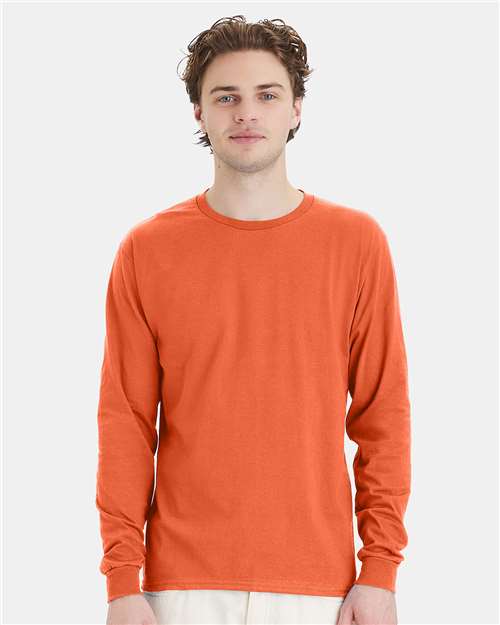 Custom Embroidered - Hanes - Essential-T Long Sleeve T-Shirt - Texas Orange - 5286