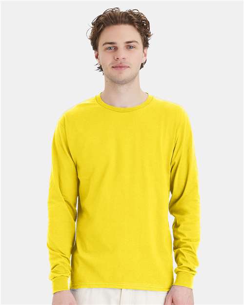 Custom Embroidered - Hanes - Essential-T Long Sleeve T-Shirt - Athletic Yellow - 5286