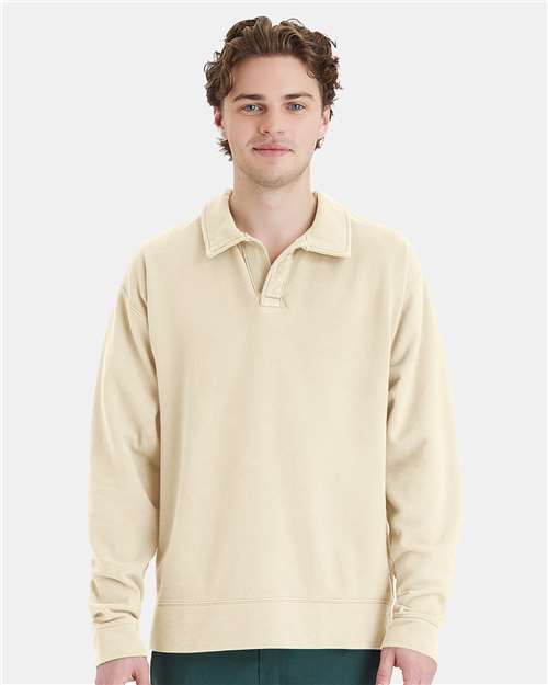 Custom Embroidered - ComfortWash by Hanes - Garment-Dyed Polo Collar Sweatshirt - GDH490