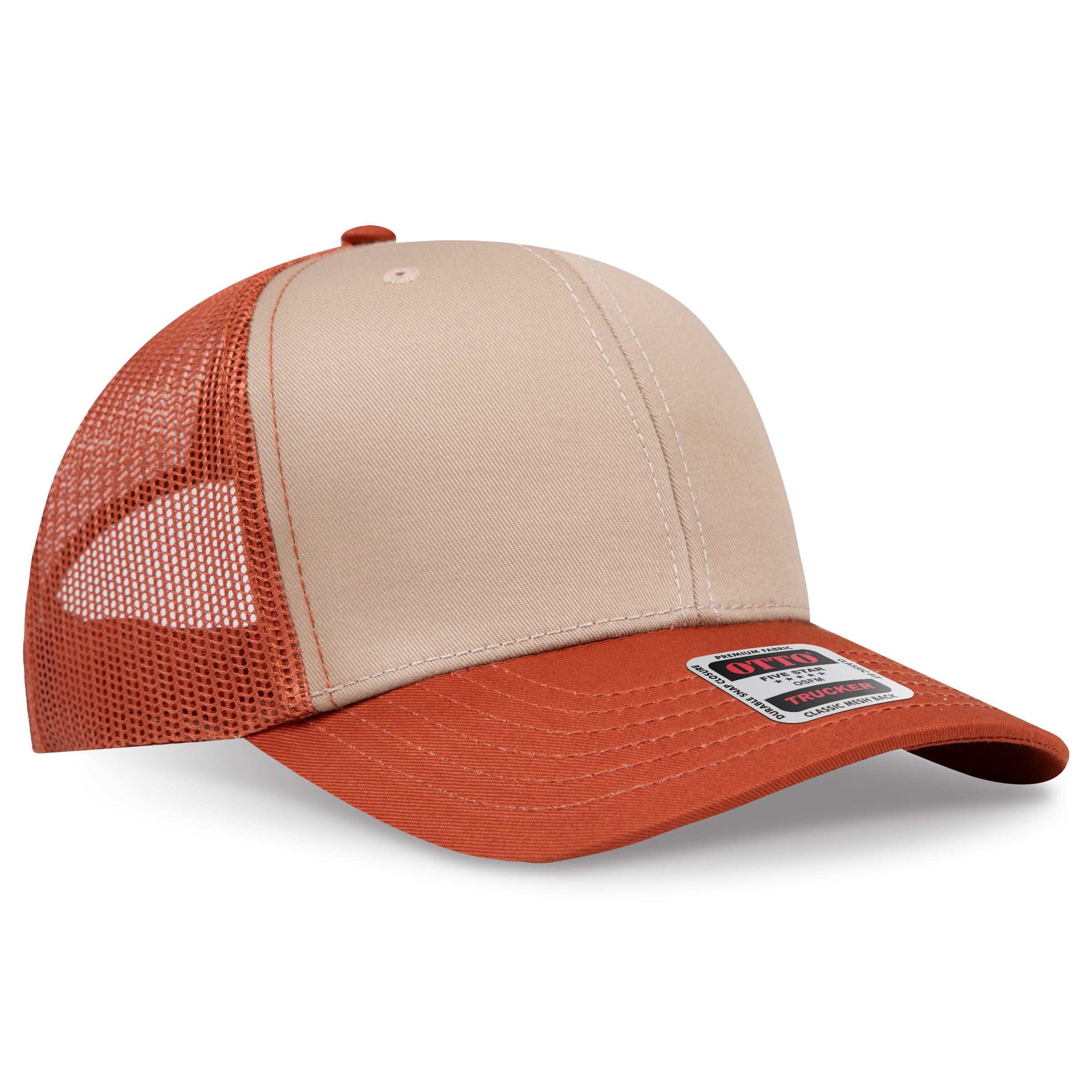 Custom Embroidered or DTF Printed - OTTO CAP® 6 Panel Mid Profile Mesh Back Trucker Hat