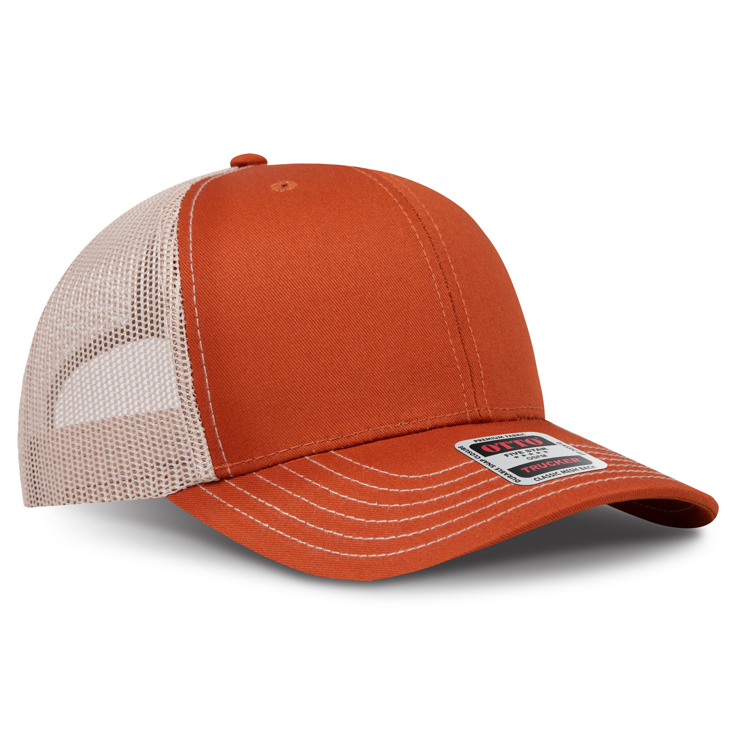 Custom Embroidered or DTF Printed - OTTO CAP® 6 Panel Mid Profile Mesh Back Trucker Hat