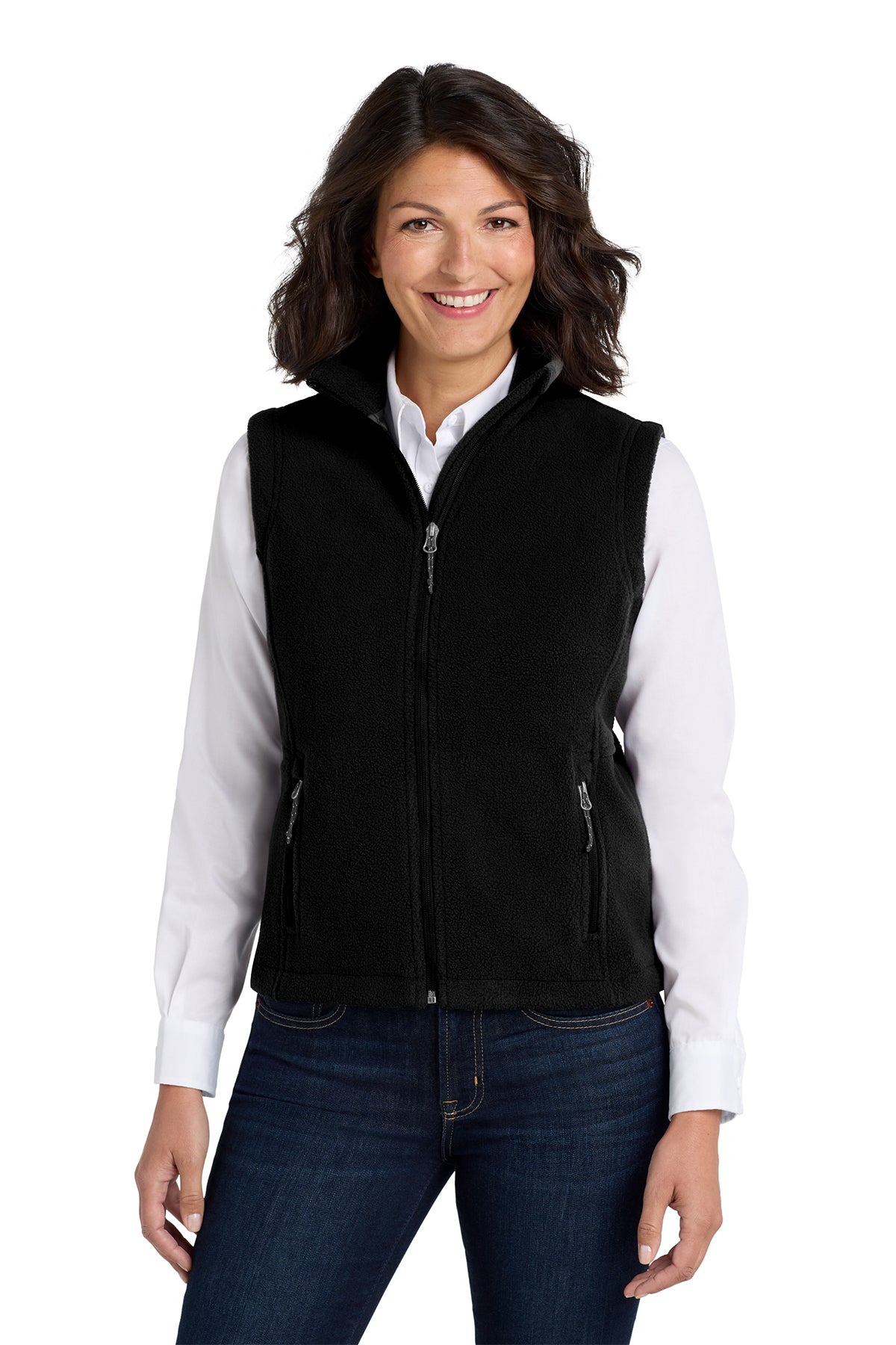 Custom Embroidery on Ladies Fleece Vest - Includes one 4in x 4in Embroidery - No Setup - No Minimums