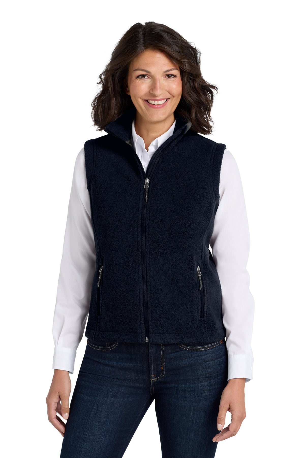 Custom Embroidery on Ladies Fleece Vest - Includes one 4in x 4in Embroidery - No Setup - No Minimums