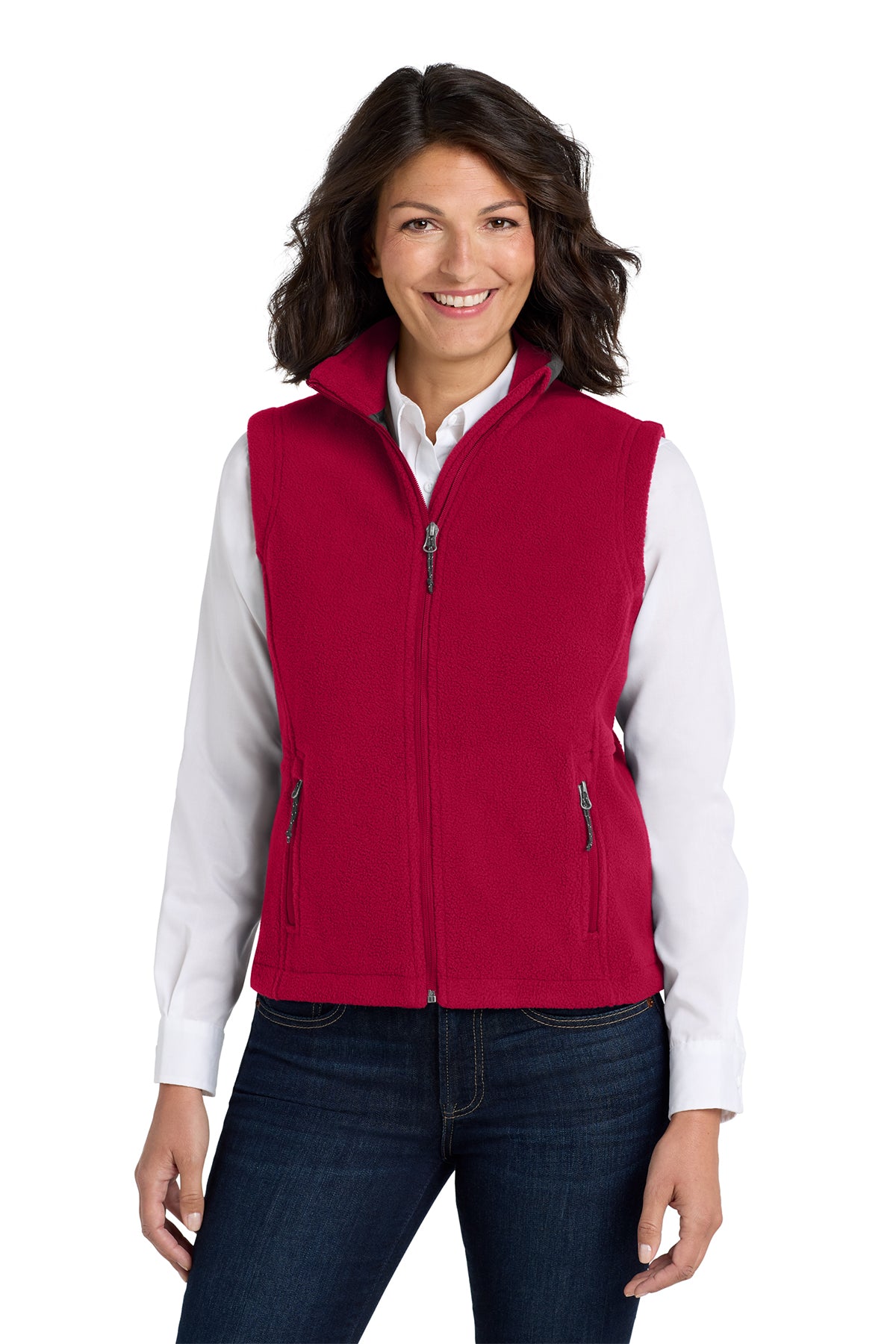 Custom Embroidery on Ladies Fleece Vest - Includes one 4in x 4in Embroidery - No Setup - No Minimums