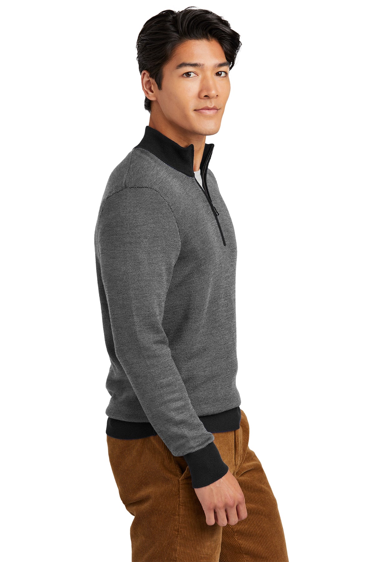 Custom Embroidered - Brooks Brothers® Washable Merino Birdseye 1/4-Zip Sweater BB18412