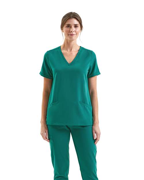 Custom Embroidered or DTF Printed - Onna - Women's Invincible V-Neck Stretch Scrub Top - NN310