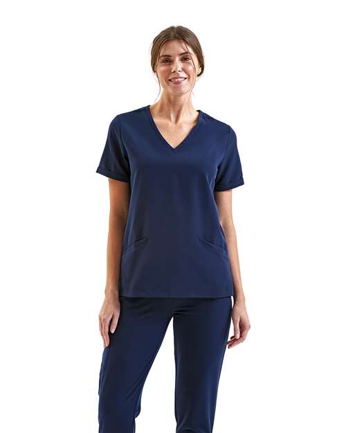 Custom Embroidered or DTF Printed - Onna - Women's Invincible V-Neck Stretch Scrub Top - NN310
