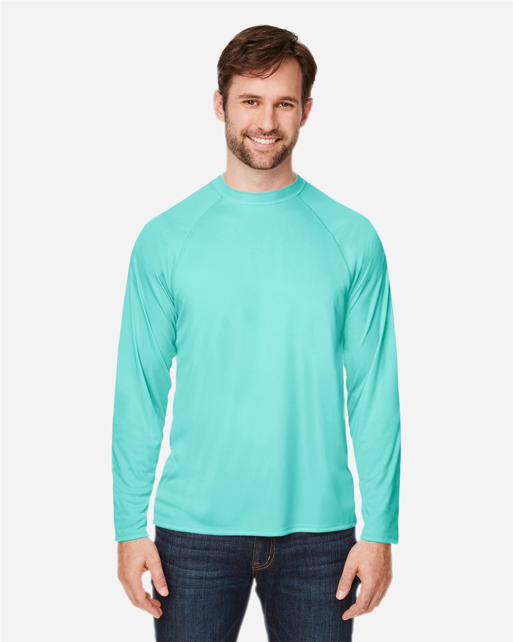 Custom Embroidered or DTF Printed - CORE365 - Unisex Ultra UVP™ Marina Raglan Long Sleeve T-Shirt - CE110