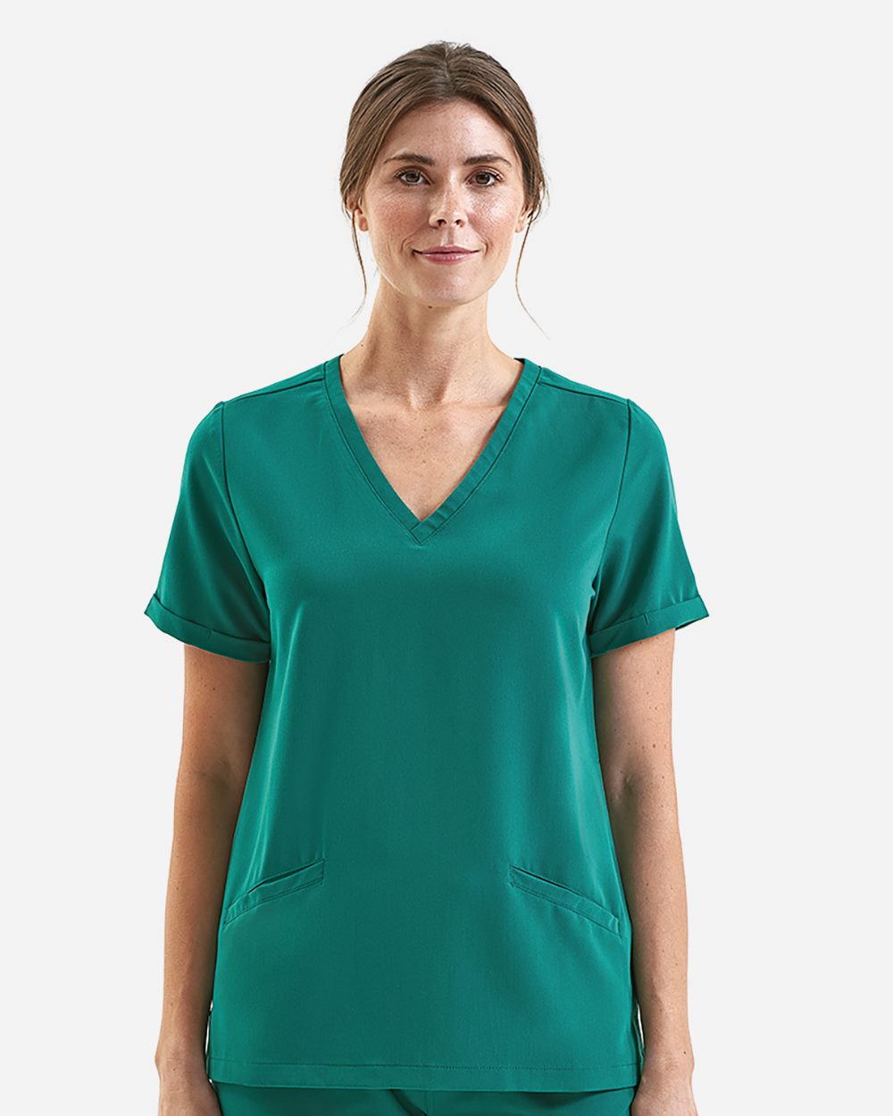 Custom Embroidered or DTF Printed - Onna - Women's Invincible V-Neck Stretch Scrub Top - NN310