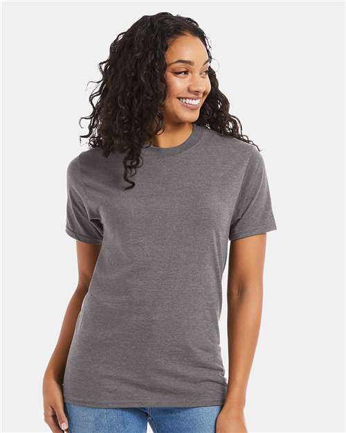 Custom Embroidered - Hanes - Beefy-T® T-Shirt - Oxford Grey - 5180