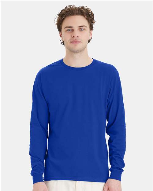 Custom Embroidered - Hanes - Essential-T Long Sleeve T-Shirt - Deep Royal - 5286