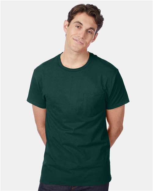 Custom Embroidered - Hanes - Authentic Pocket T-Shirt - 5590