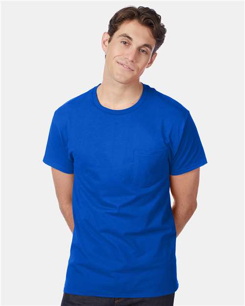 Custom Embroidered - Hanes - Authentic Pocket T-Shirt - 5590