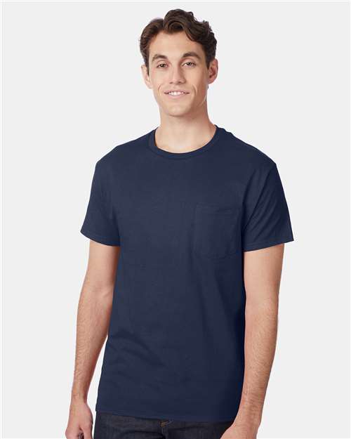 Custom Embroidered - Hanes - Authentic Pocket T-Shirt - 5590