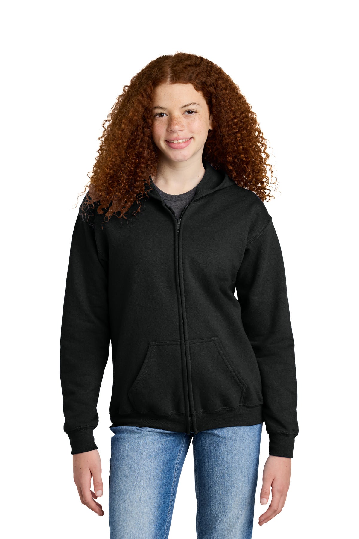 Custom Embroidered or DTF Printed - Gildan ®  Youth Heavy Blend ™  Full-Zip Hooded Sweatshirt. 18600B