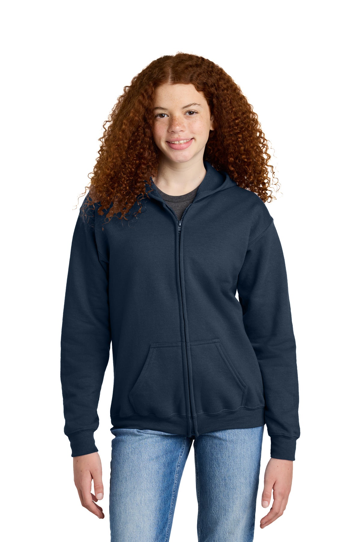 Custom Embroidered or DTF Printed - Gildan ®  Youth Heavy Blend ™  Full-Zip Hooded Sweatshirt. 18600B