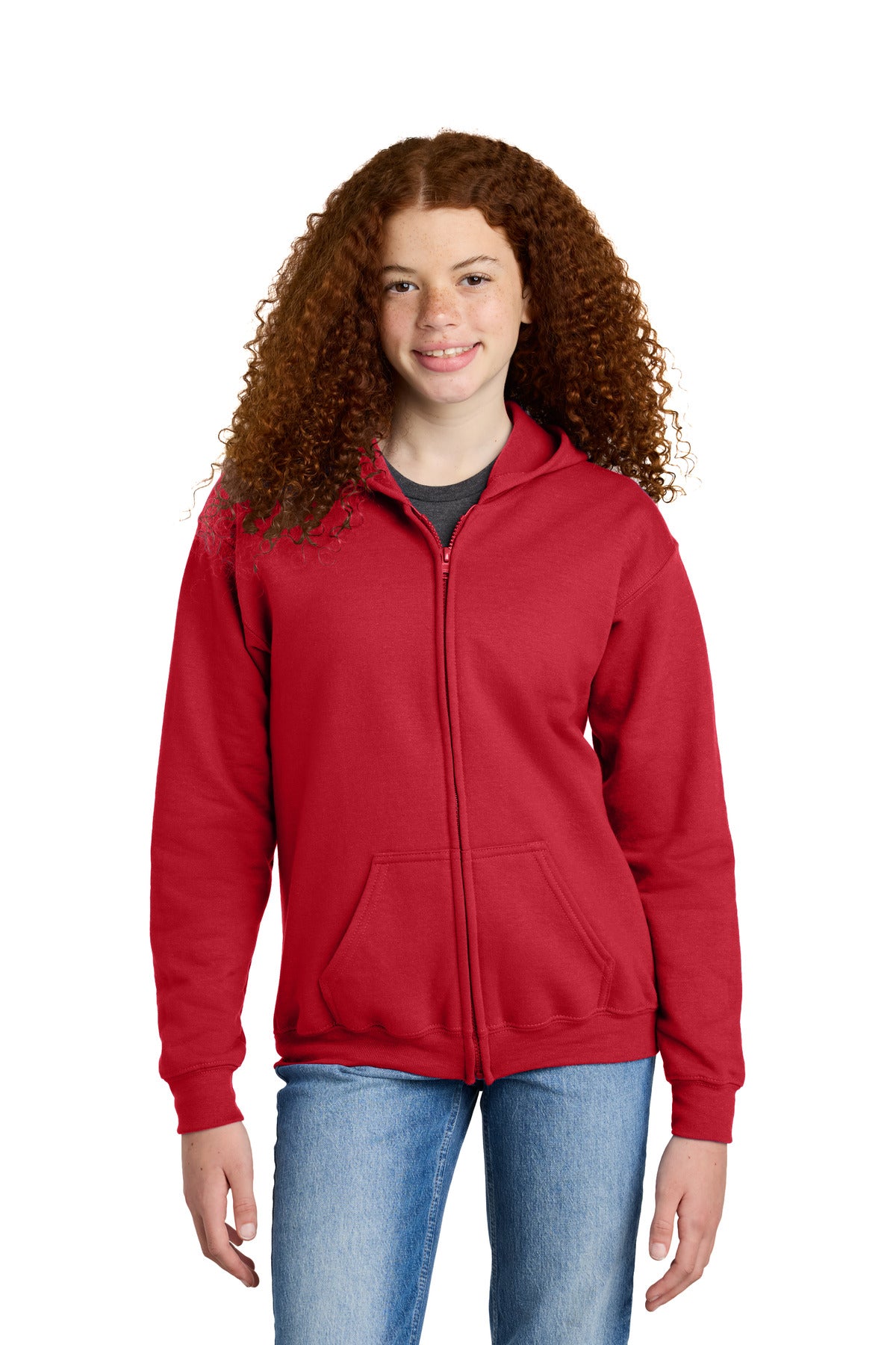Custom Embroidered or DTF Printed - Gildan ®  Youth Heavy Blend ™  Full-Zip Hooded Sweatshirt. 18600B