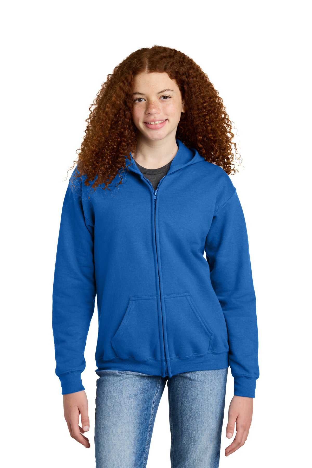 Custom Embroidered or DTF Printed - Gildan ®  Youth Heavy Blend ™  Full-Zip Hooded Sweatshirt. 18600B