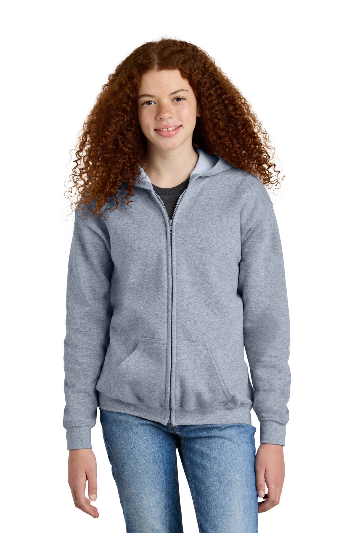 Custom Embroidered or DTF Printed - Gildan ®  Youth Heavy Blend ™  Full-Zip Hooded Sweatshirt. 18600B